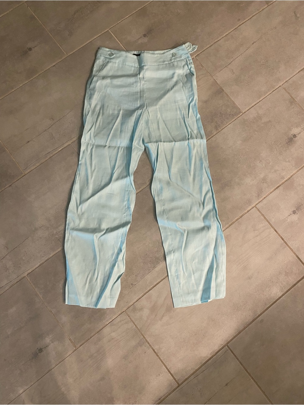 Talbots Light Blue Casual Linen-Blend Pants